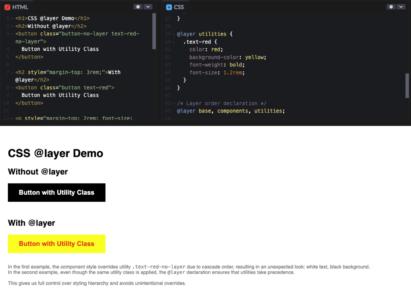 Cascade layers queries in action
